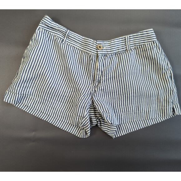 Cynthia Rowley Stripe Blue and White Linen Shorts Sz 4 - Picture 1 of 5